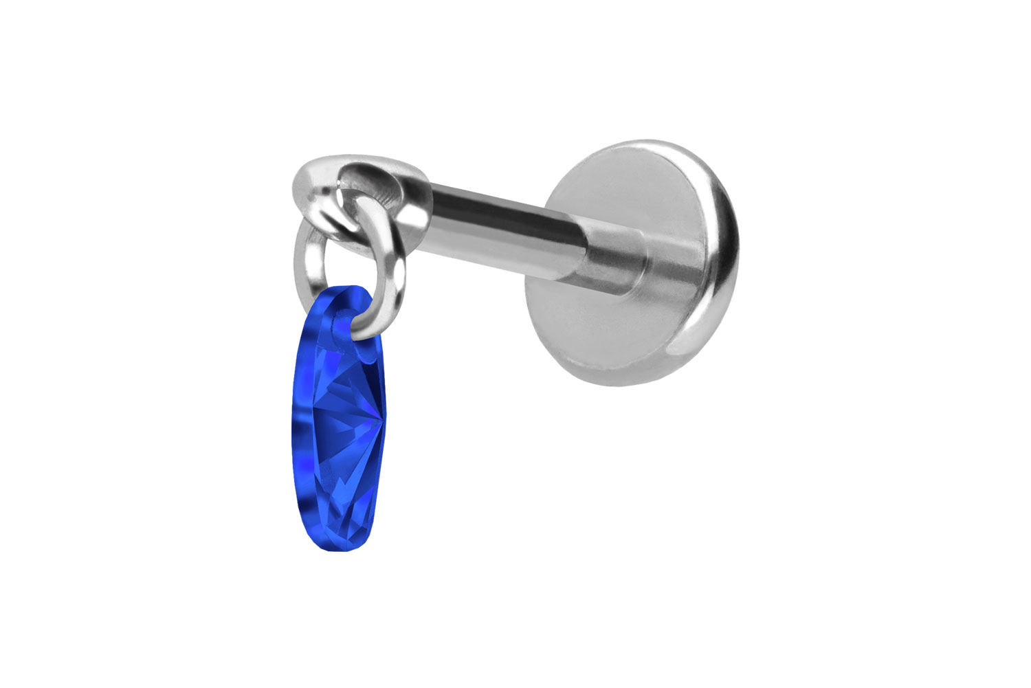 Titan Labret Piercing mit Push Fit KRISTALLOVAL